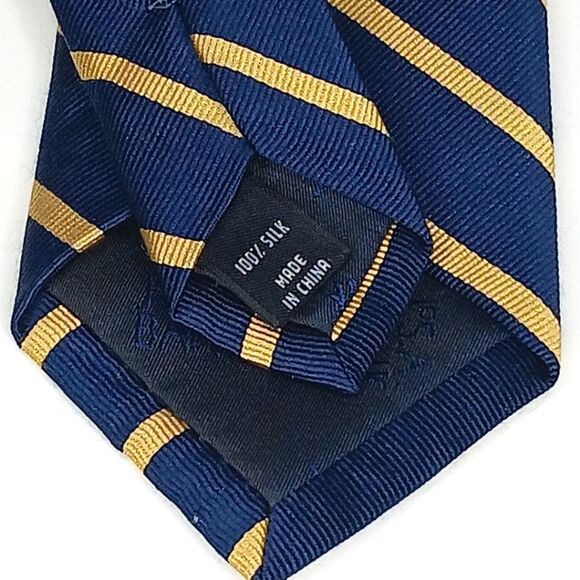 JOS. A. BANK Men’s Navy Gold Stripe Silk Tie Executive Classic Office - Picture 7 of 7